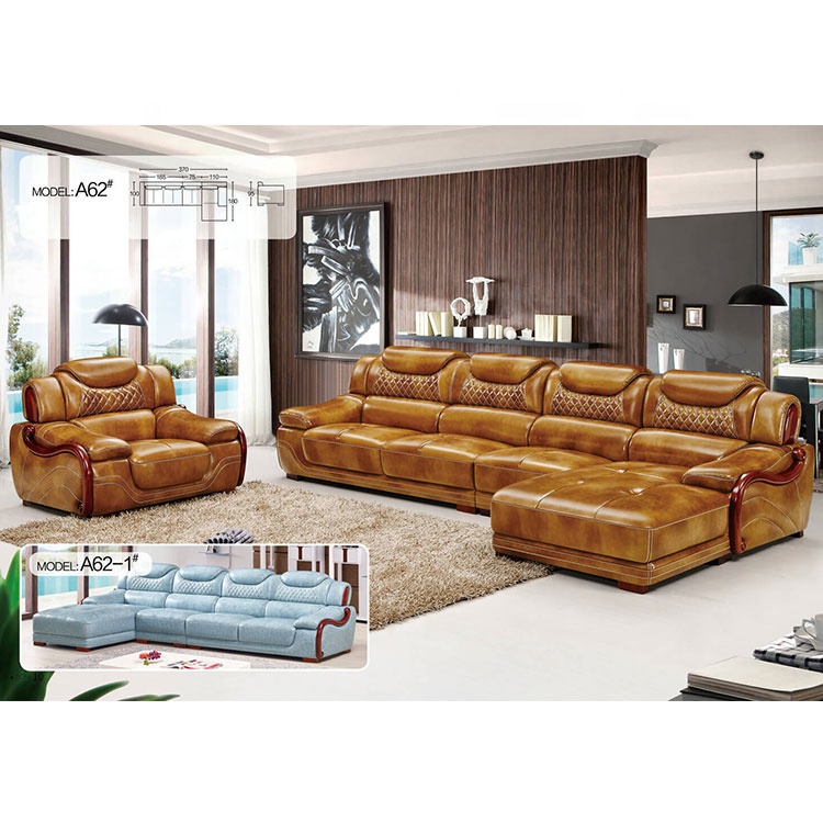 Hot sell model Africa home furniture couch genuine leather sofa