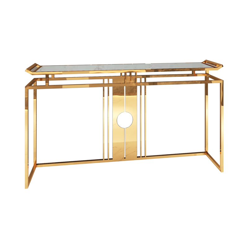 2022 light luxury console table with marble glass top stainless steel new design for home furniture 
