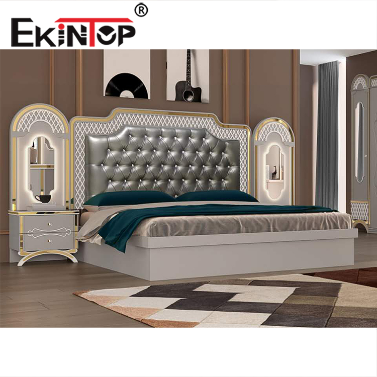 Ekintop king bed double modern bed room furniture bedroom set wooden bed furniture for sale