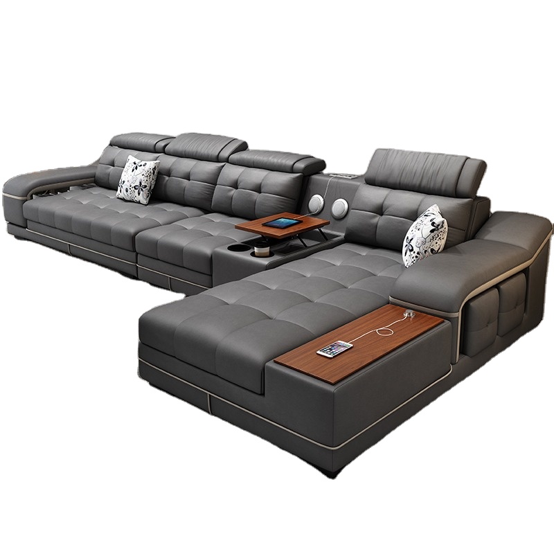 foshan furniture wooden home furniture living room modern simple sectional function luxury l shape r