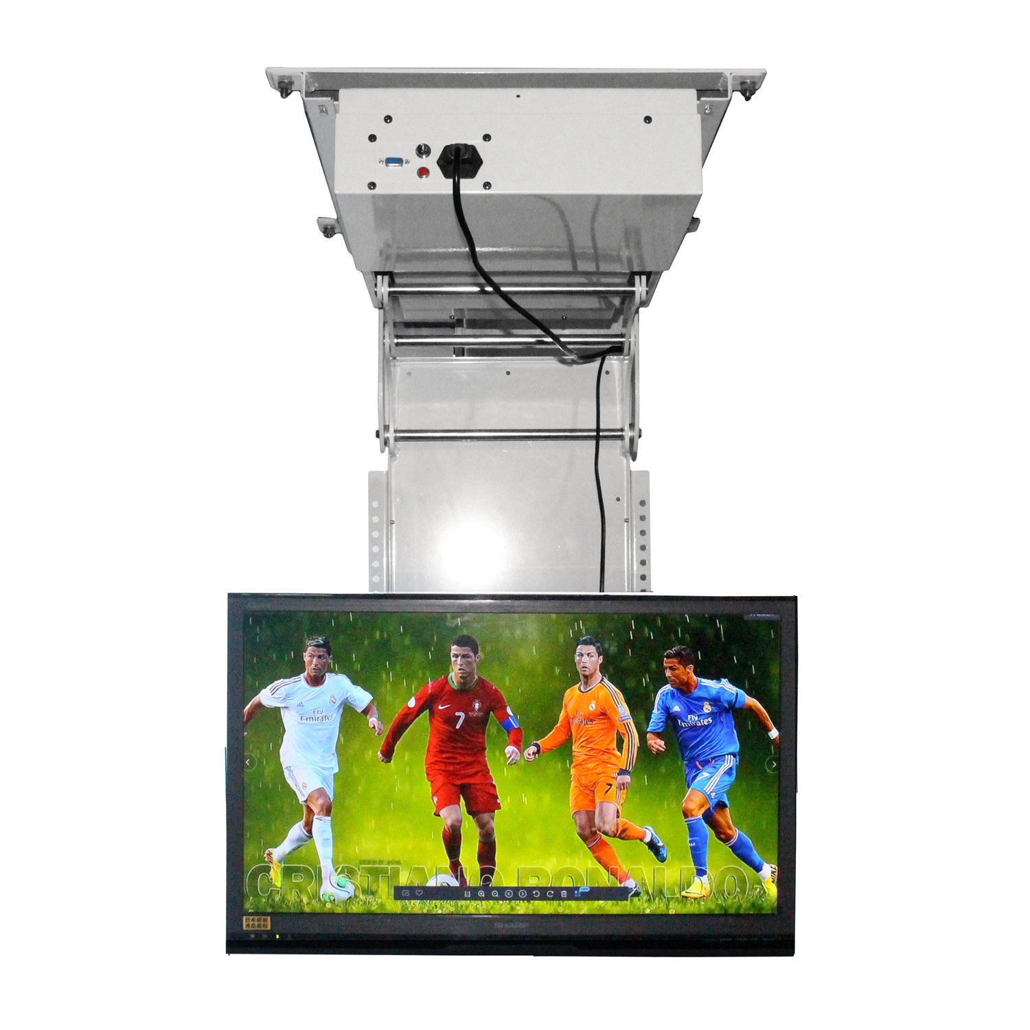 Real Factory 32-75inch Smart Automatic Motorized Flip down TV lift LCD TV stand remote control for H