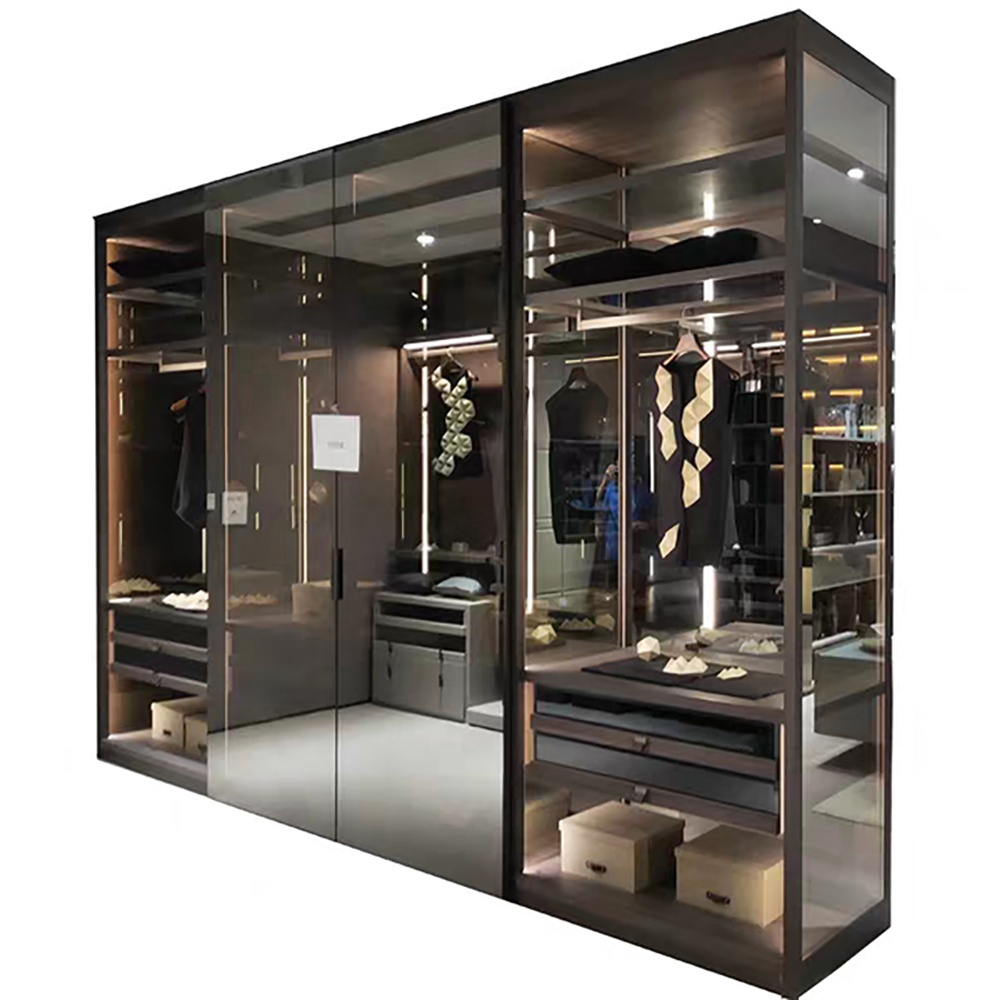 Aluminum Frame Glass Shelf Coveregirlswer Wardrobe Glass Hangincartooneprintdrobe Leather Bedroom Fu