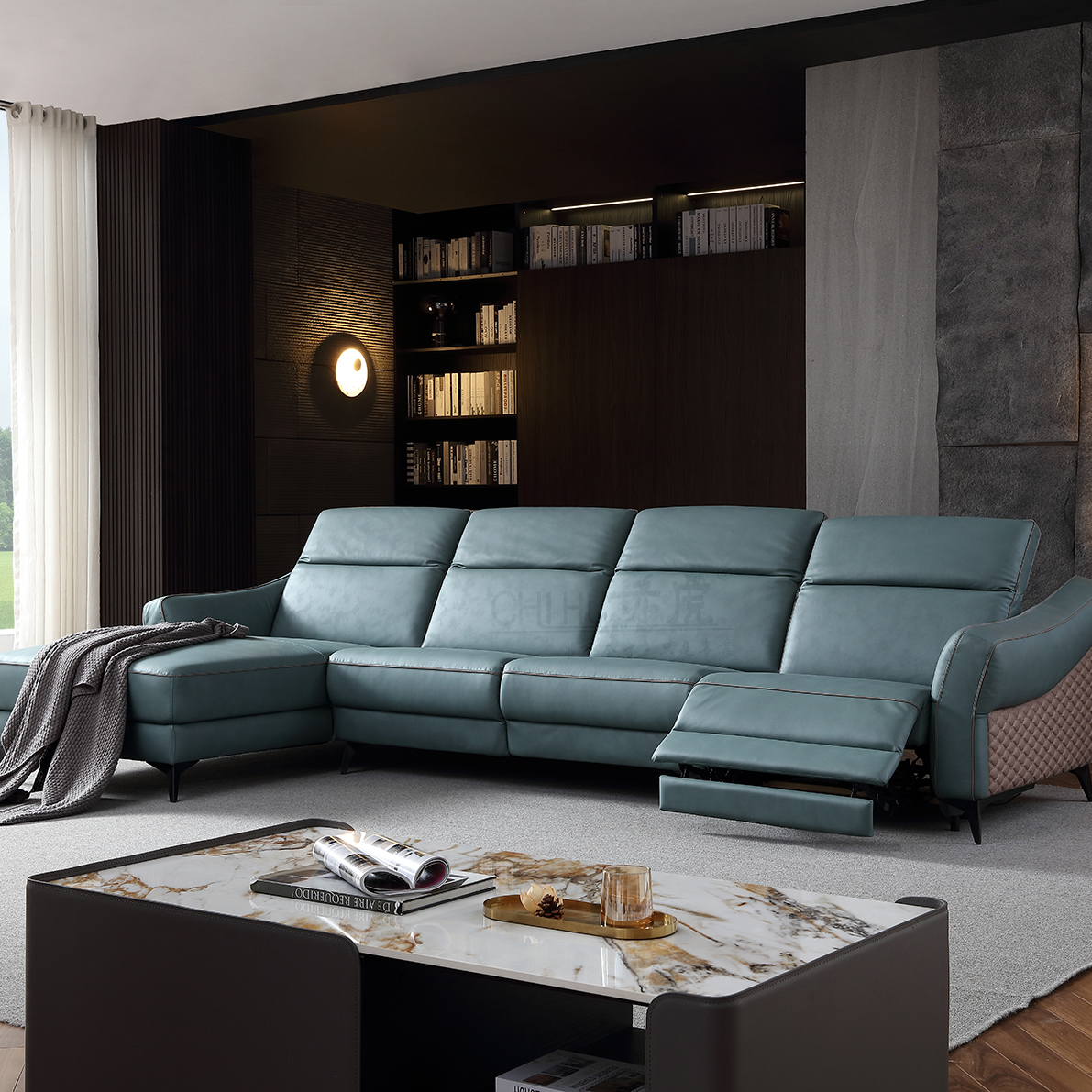 Modern italian design leather sofa home interior furniture L shape couch sofa set lazy boy leisure f
