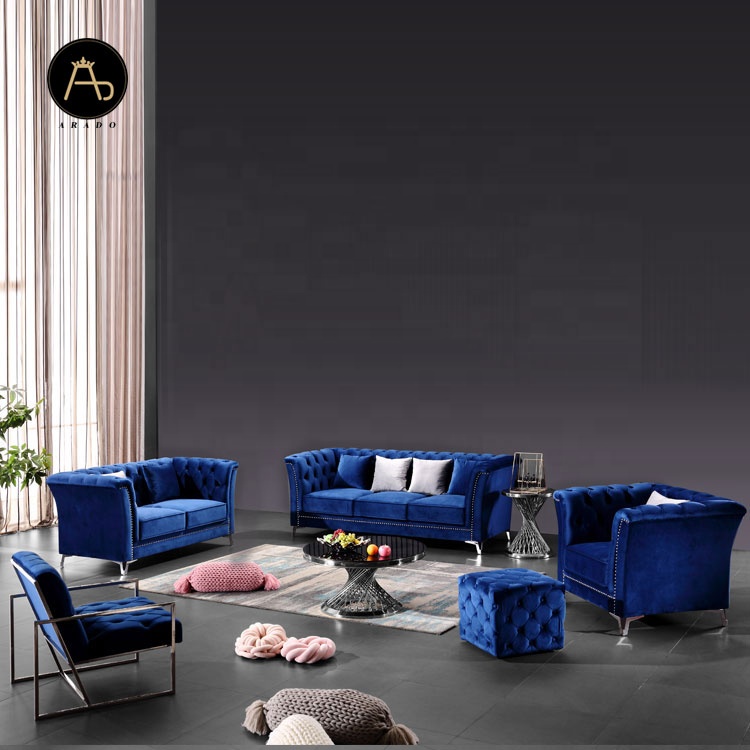 Living Room Home Furniture 321 Sofa Factory in European Style Chesterfild Velvet Chesterfield Sofa S