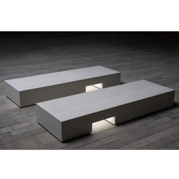 garden park Glassfiber  bench Concrete stool rectangular design Outdoor patio furniture