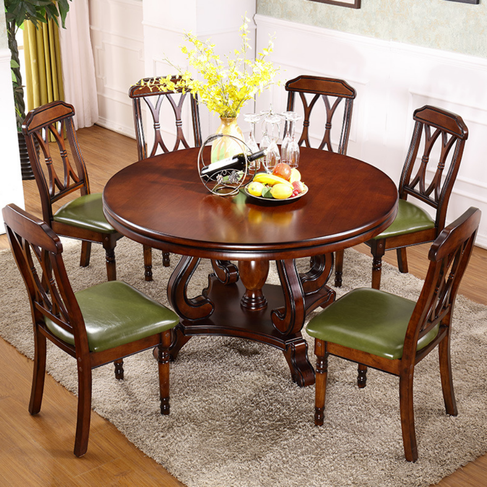 150 Cm Solid wood round dining table with chairs combination bjflamingo dinner house round rotating 