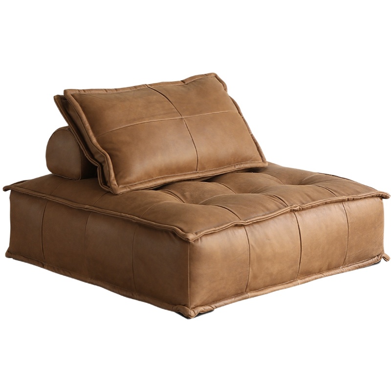 Modern furniture for hotel house villa entrance Combination Genuine leather and fabric square shape 