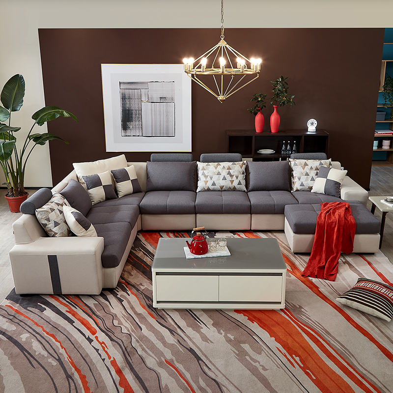 102117 Modern fabric u shape couch living room sofa set furniture designs
