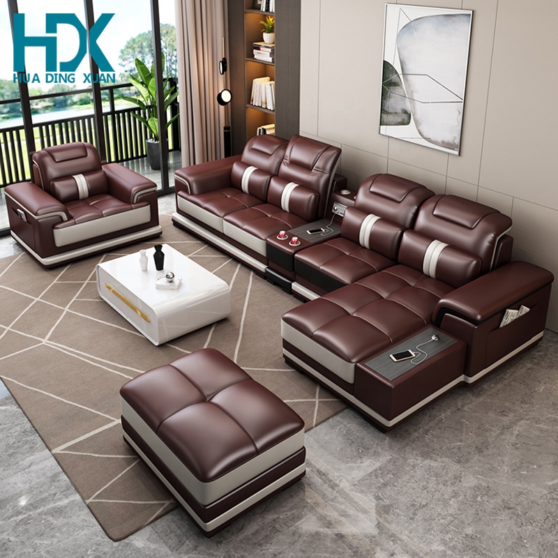 2021 classical design sectional napa leather sofa set furniture modern leather black