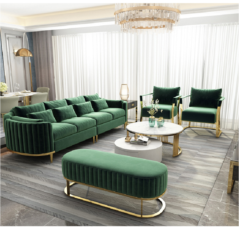 Italian style royal Dubai Luxury couch living room furniture curved vanity home sofa set