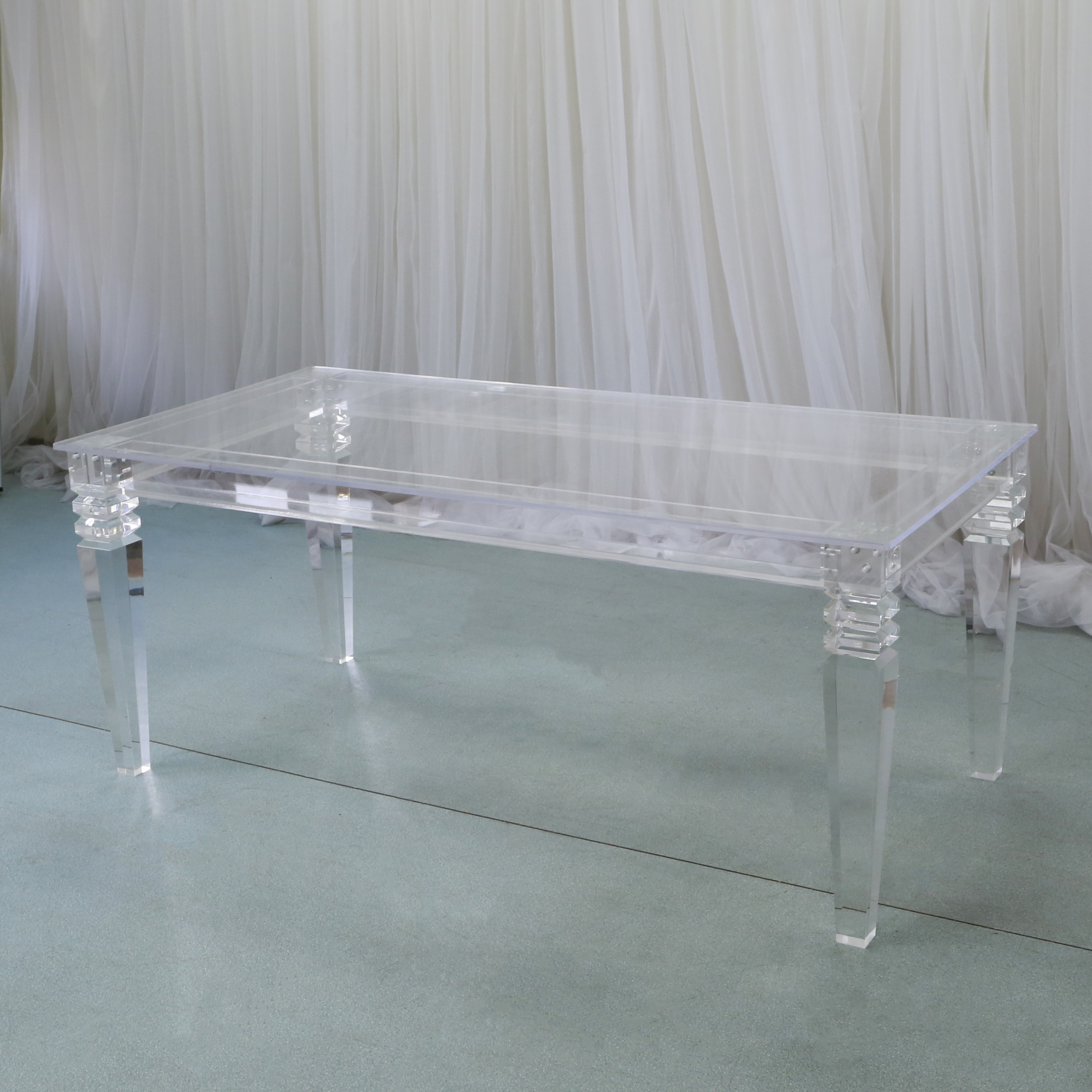 BJ220402-4 Clear Acrylic Pvc Wedding Centerpieces For Tables Rectangle Table Wedding Decoration