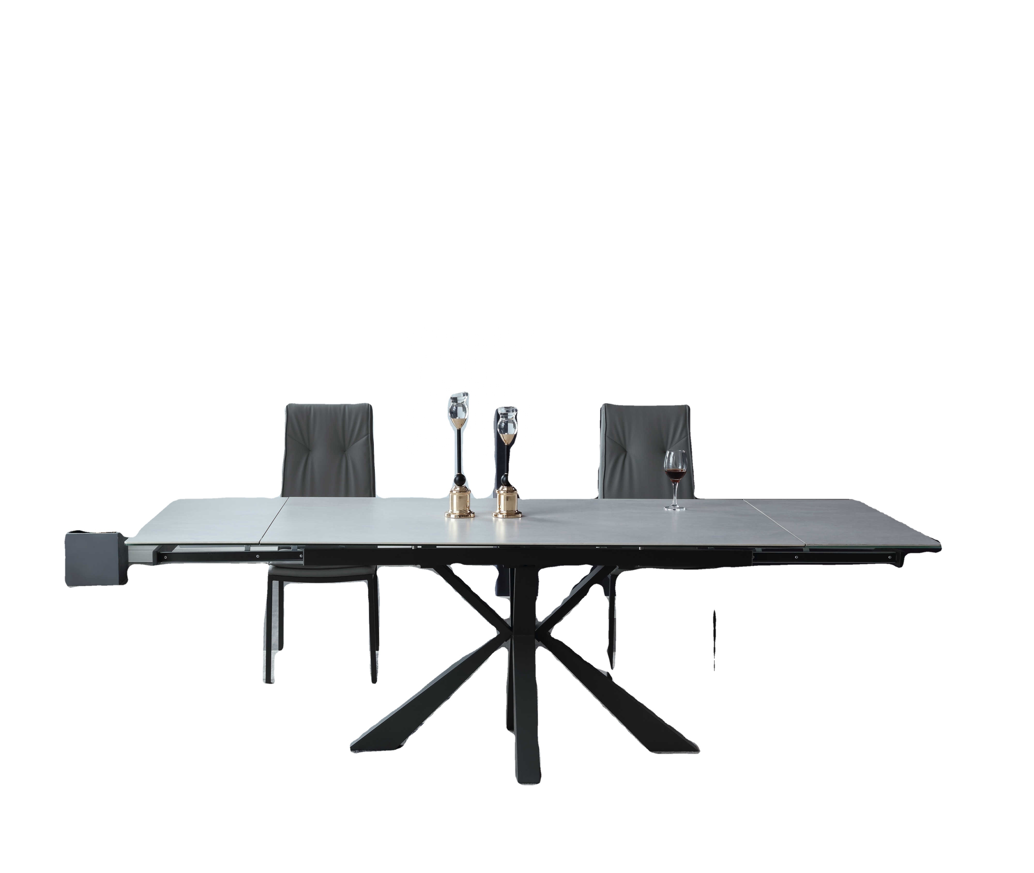 Italian  Black Powder Coated Painting Cross legs Two Extension Slide Panel Concrete Colored Ceramic 