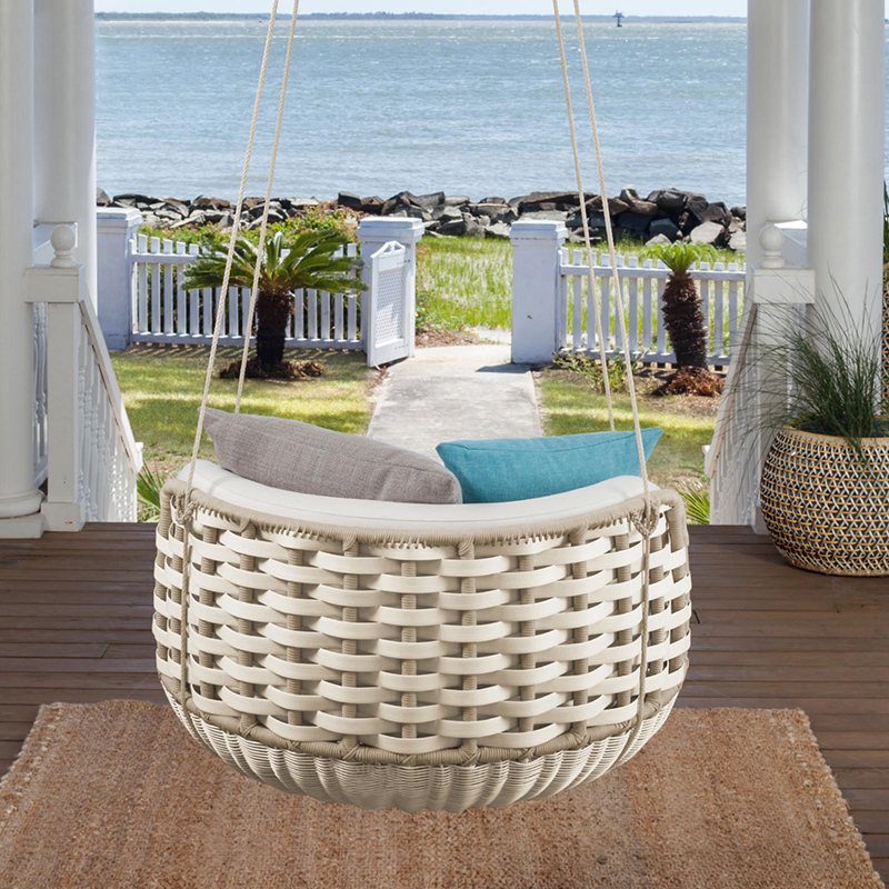 Rattan Furniture  Hanging Swing With Canopy Garden Swing  Outdoor Wicker Hanging Chair Furniture
