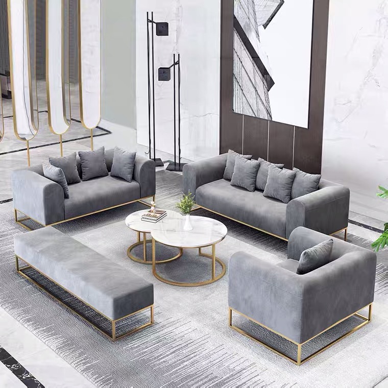 Latest Design Home Furniture Modern Design Couch Set Living Room Fabric Metal Frame Sofa Muebles de 
