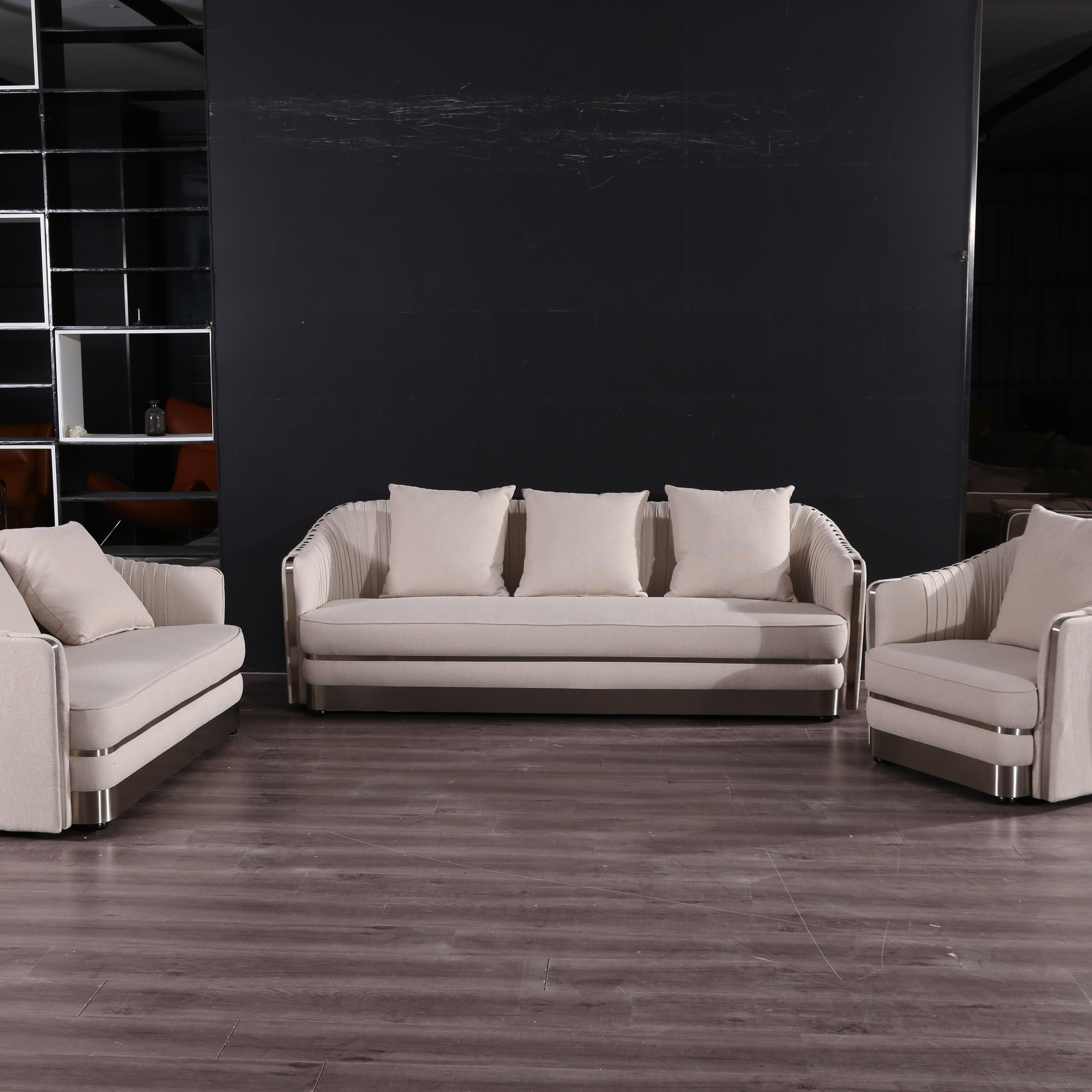 Factory direct sales nordic luxury fabric velvet  boucle curved tufted  sofa modern living room furn