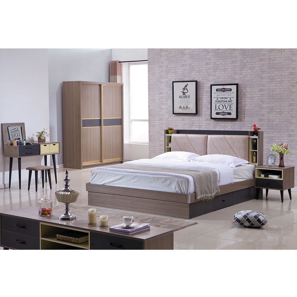 Wooden Material Wardrobe Nightstand Dresser TV Table Hotel Bedroom Furniture With Scandinavian Desig
