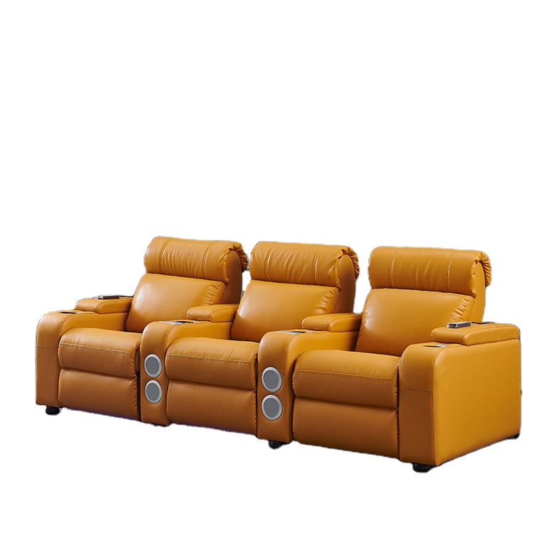 Custom Multifunction Leather Reclining Movie Theater Seat, Leather Recliner Theater Seating, Electri