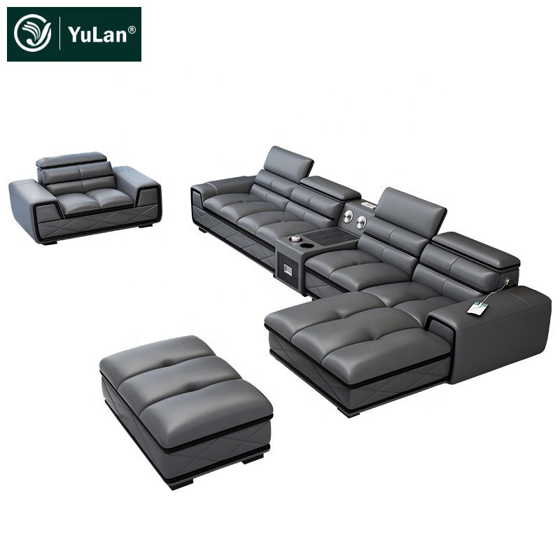 Living Room Modern Furniture Designs Leather L Shape Sectional Corner Tufted Luxury Sofa Set Couch C