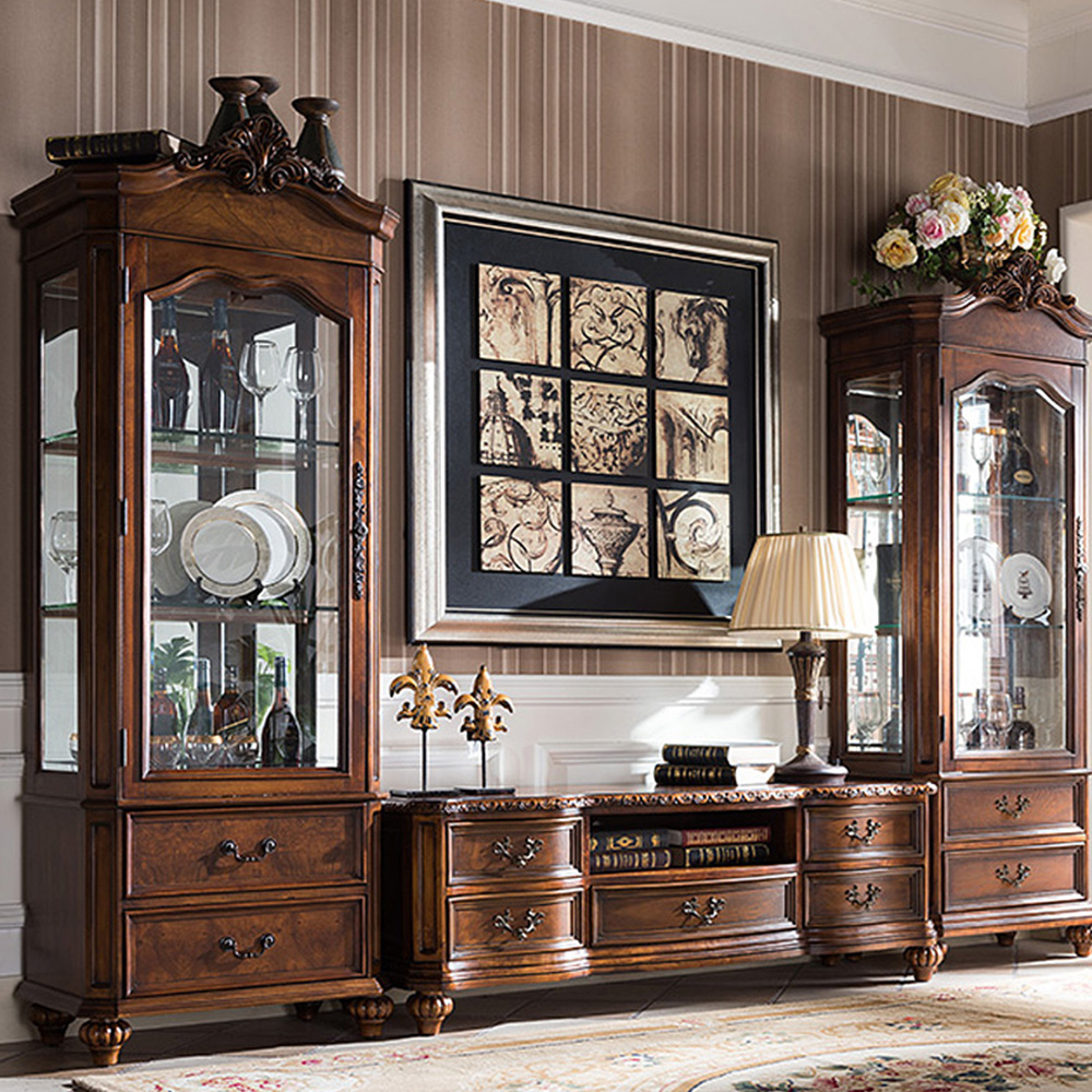 Customised Palace Bedroom Furniture Glass Living Room Wine Cabinets Solid Wood Design Wine Cabinets 