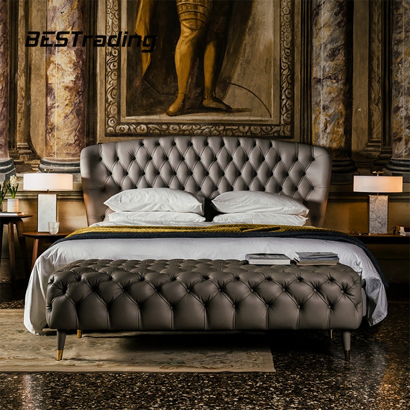 Modern bedroom set bedroom furniture leather king size bed