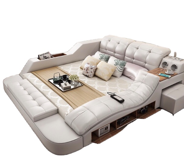 hot item Latest furniture Nordic style king size beds double cot bed with led designs bed room furni