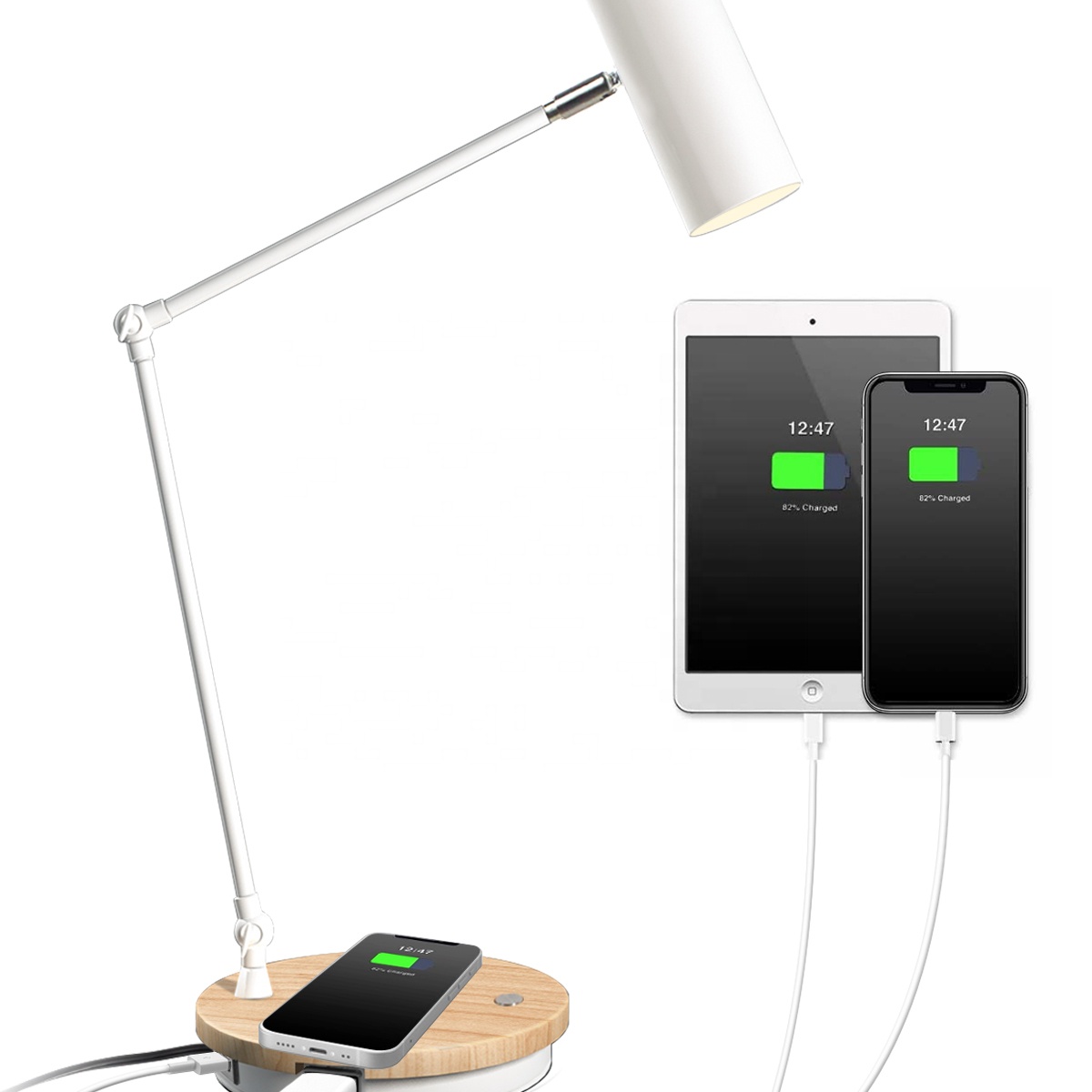 Fashion Metal Desk Lamp Wireless Charging Table La