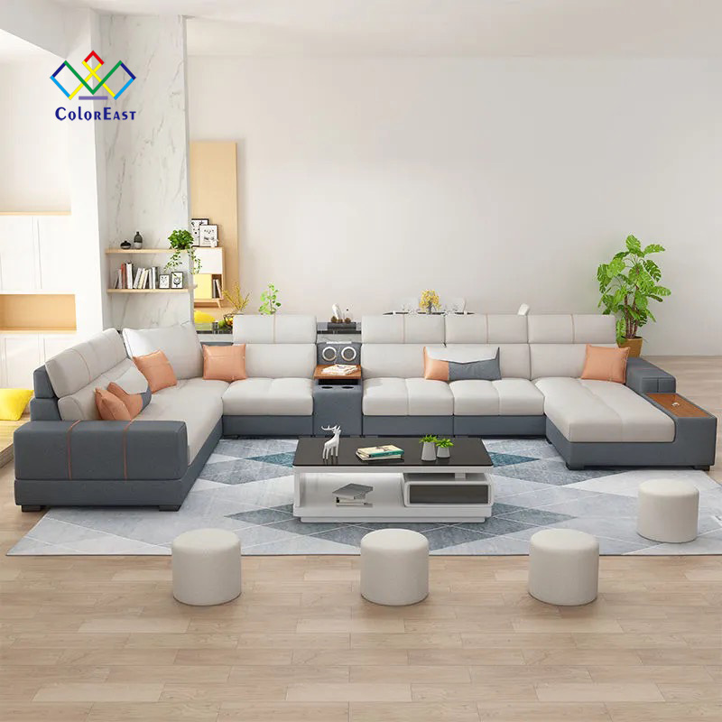 High quality living room fabric sofa set modern minimalist U-shaped home furniture CEFS043