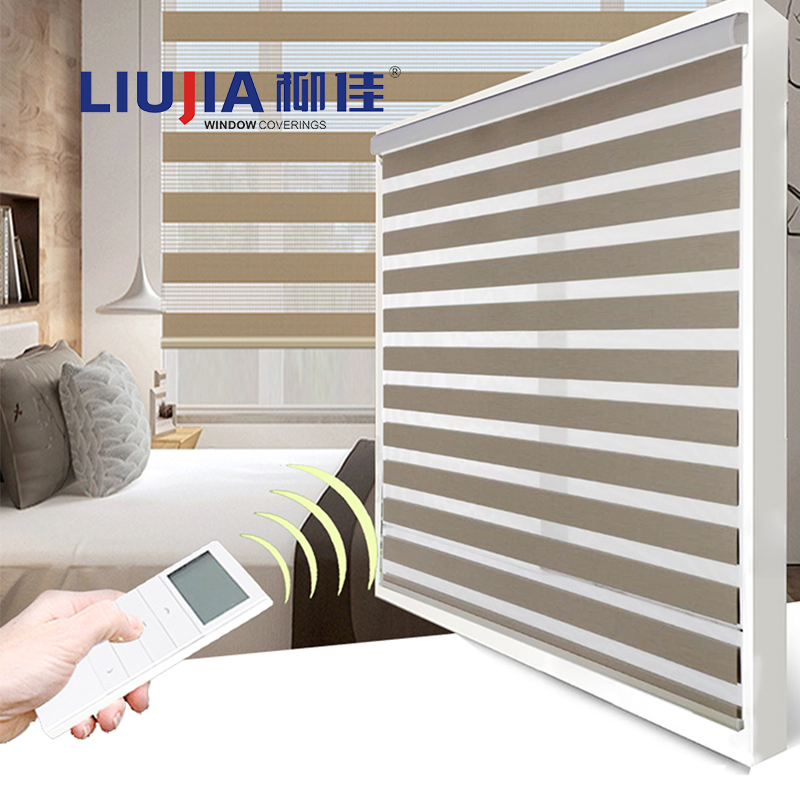 Motorized Blackout Motorised Shade Wifi Electric Smart Home Electric Double Roller Zebra Blind