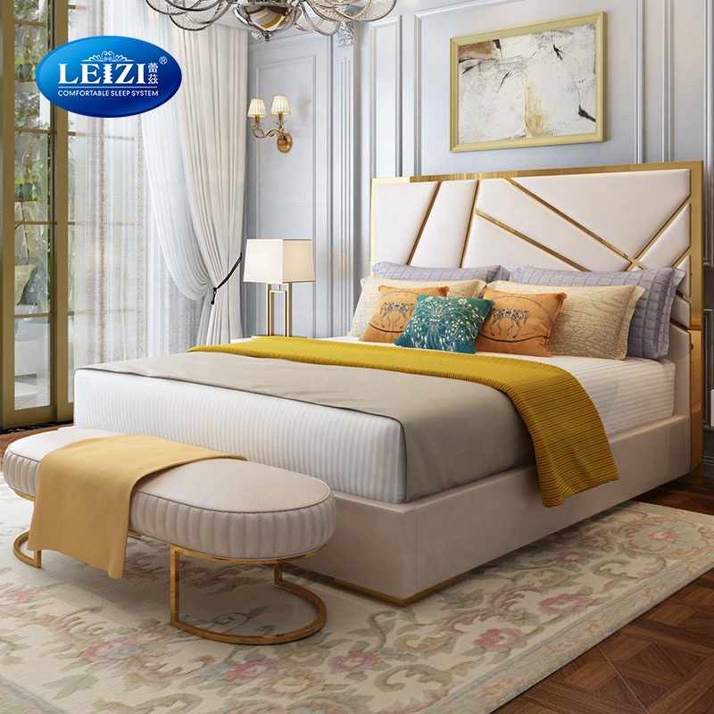 Leather Double King Size Solid Wood Modern Bed Frame Design Bedroom Furniture
