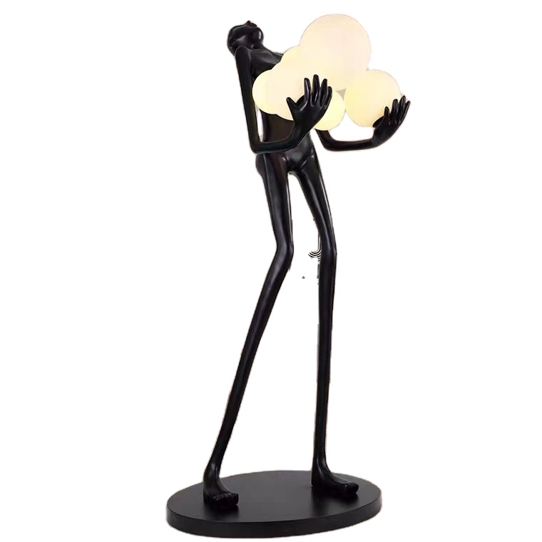 Nordic Abstract Aesthetic Glass ball Corner Standing Light Statue Floor Lamp for Hotel Room