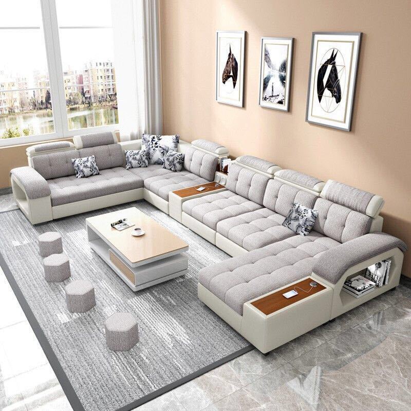Modern leather sectional sofa,living room furniture sofa set modern design couch luxury u shape sofa
