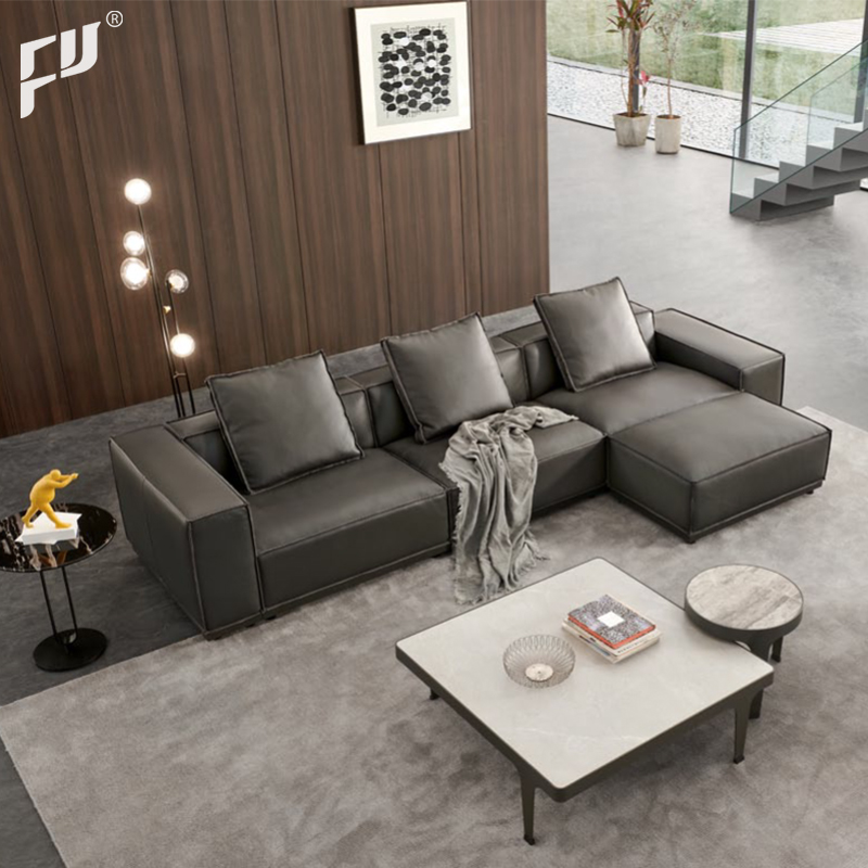 China Supplier High Quality Livingroom Couches Home Furniture L Shaped Italian Leather Sofa Set For 