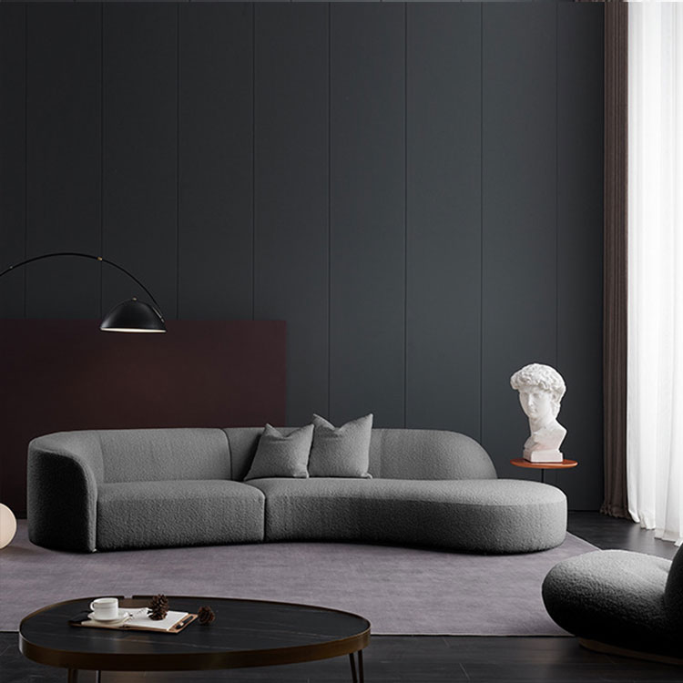 Hndfk Modern Italian Style Living Room Sofa Light Grey Linen Fabric Cover Couch Sofa Set Home Furnit