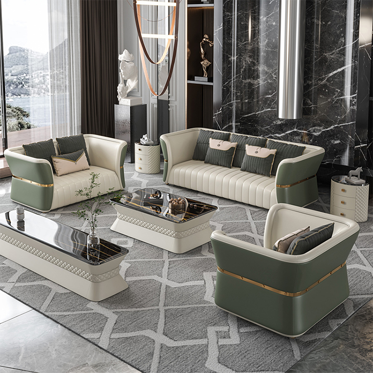 Ekintop couches luxury sofa set furniture modern leather sofa sets for living room home furniture
