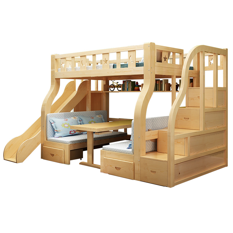 kid bedroom furniture children bunk bed with slide staircase table multiple colors and multiple comb