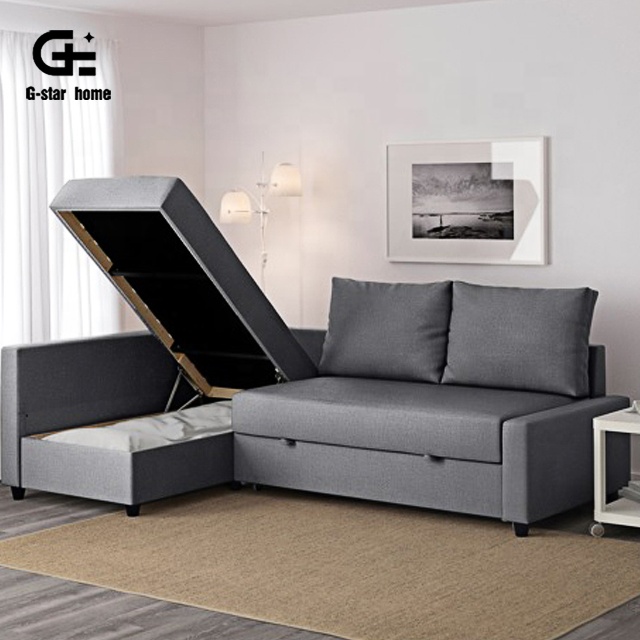 Functional L shape lounge sofa bed furniture with storage for home center