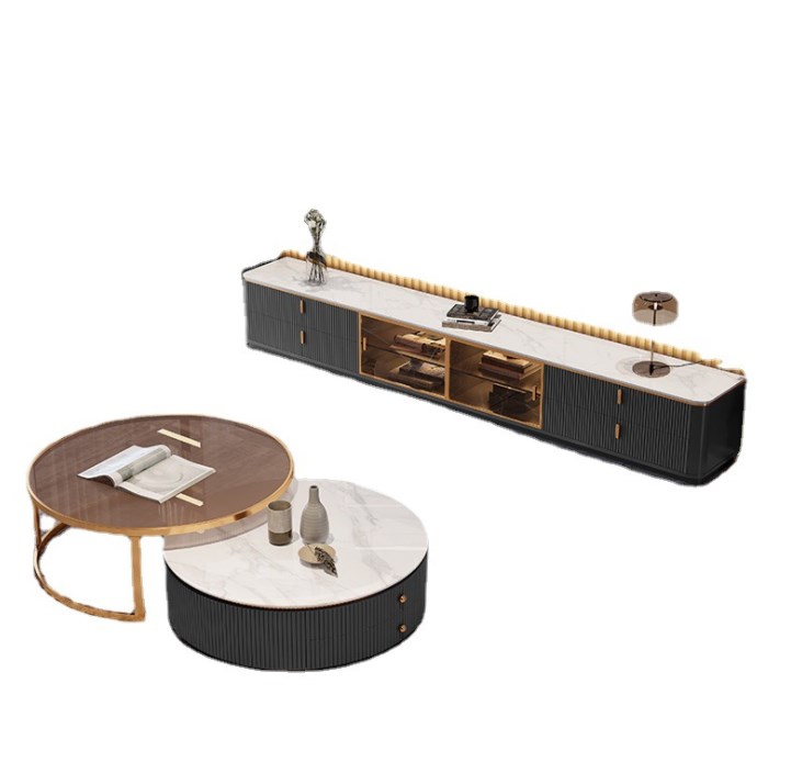 Simple modern rock panel TV cabinet family living room size Italian luxury rock tv units modern cabi