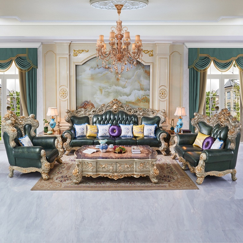Foshan factory EUROPEAN antique style living room sofas top quality sofa set furniture living room f