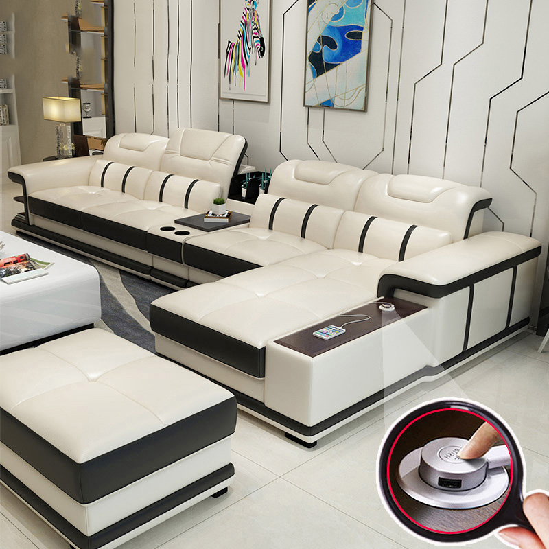 2021 cheap living room furniture sofas sectionals L shape leather sofa set with customize material f