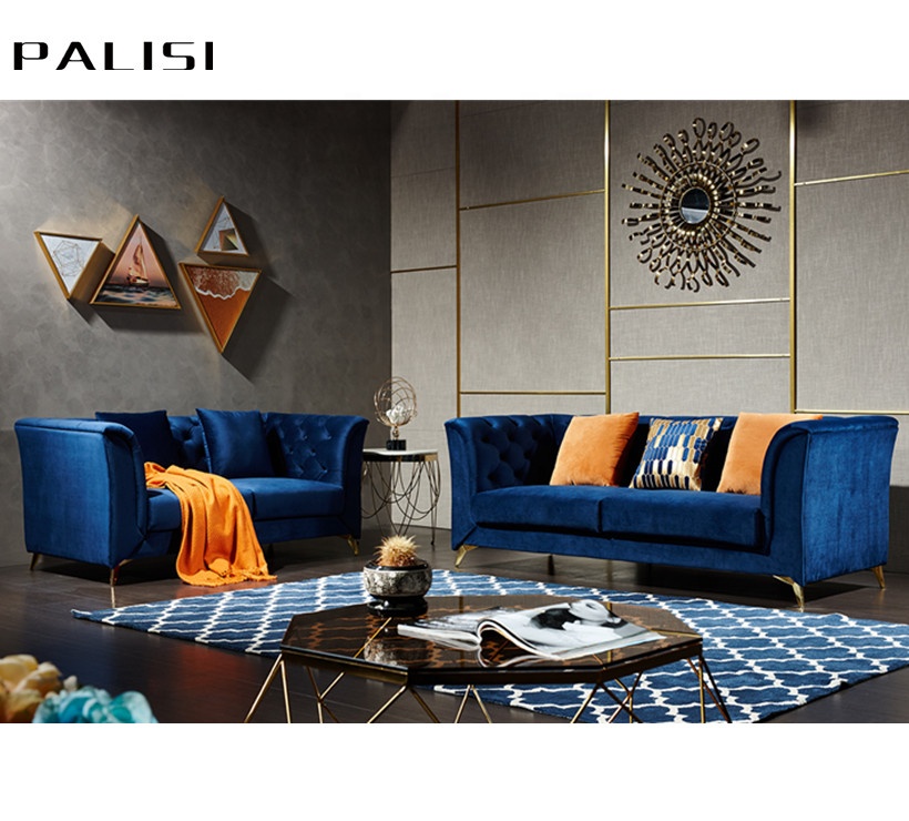 Modern Sectional Sofa Luxury Home Antique Sofa Furniture Set Blue Velvet Sofa Couch Living Room Home