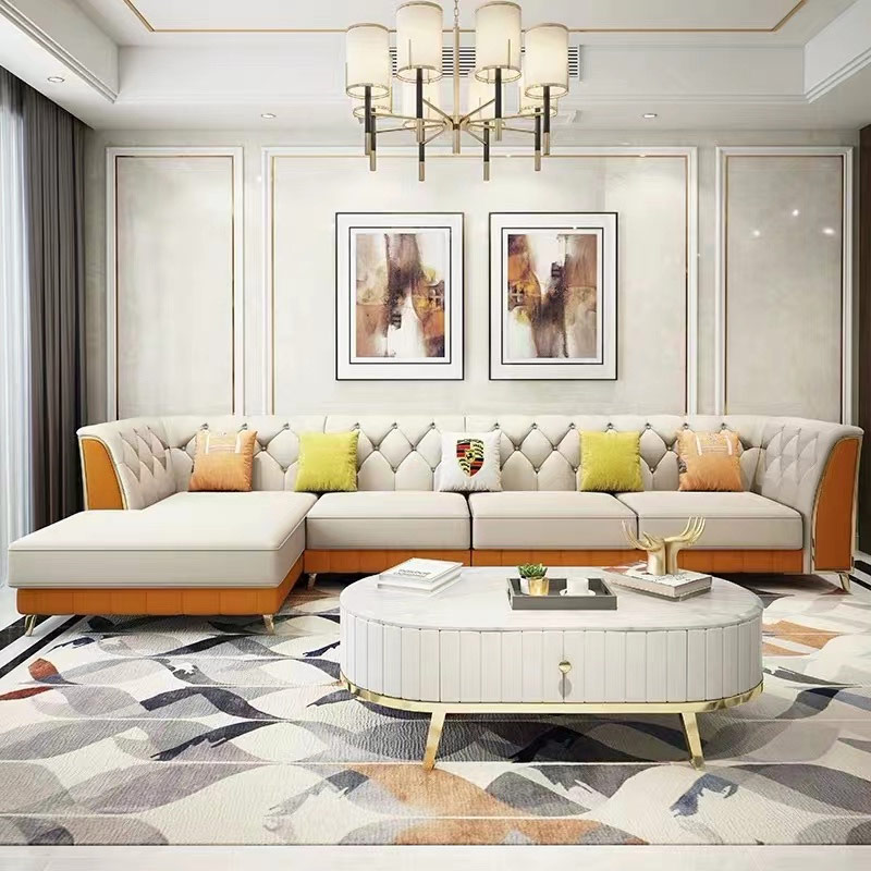 Modern lounge home furniture upholstery vintage leather living room chesterfield sofa sets