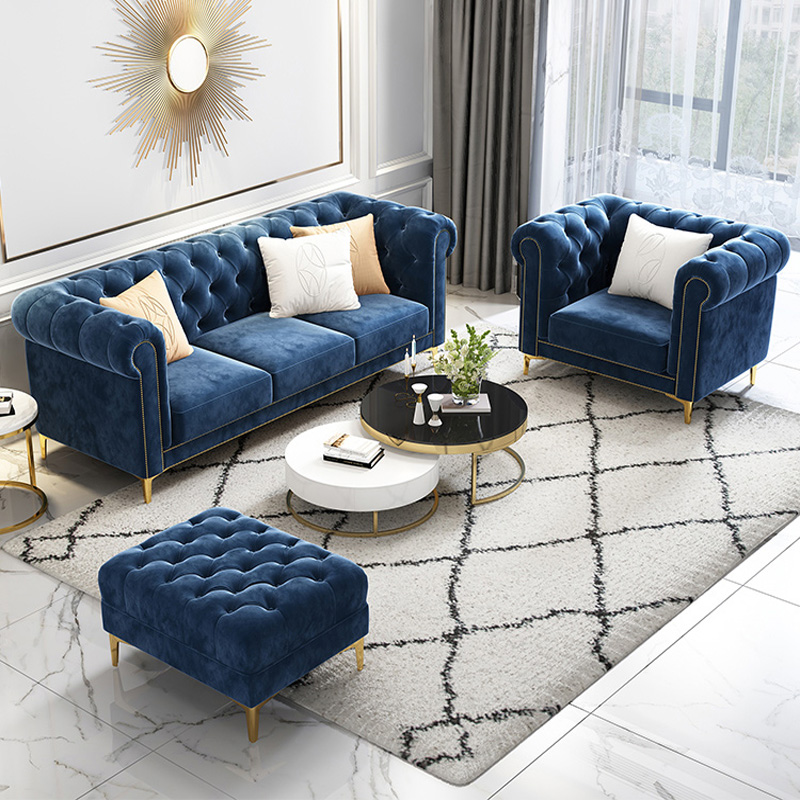 Velvet Chesterfield sofa sets for living room home furniture sofa