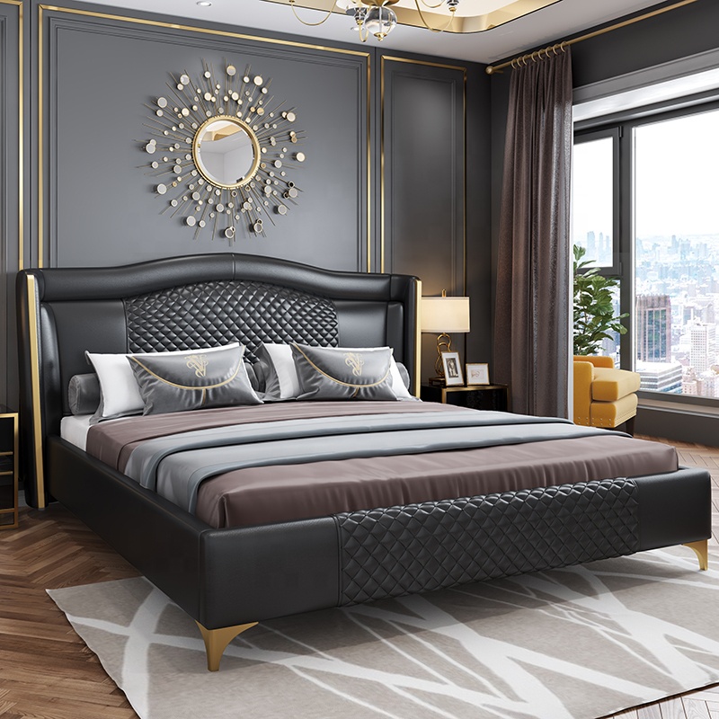 New Collection Full Size Bedroom Furniture Set PU Upholstered Elegant Bedroom Set Space Saving Home 