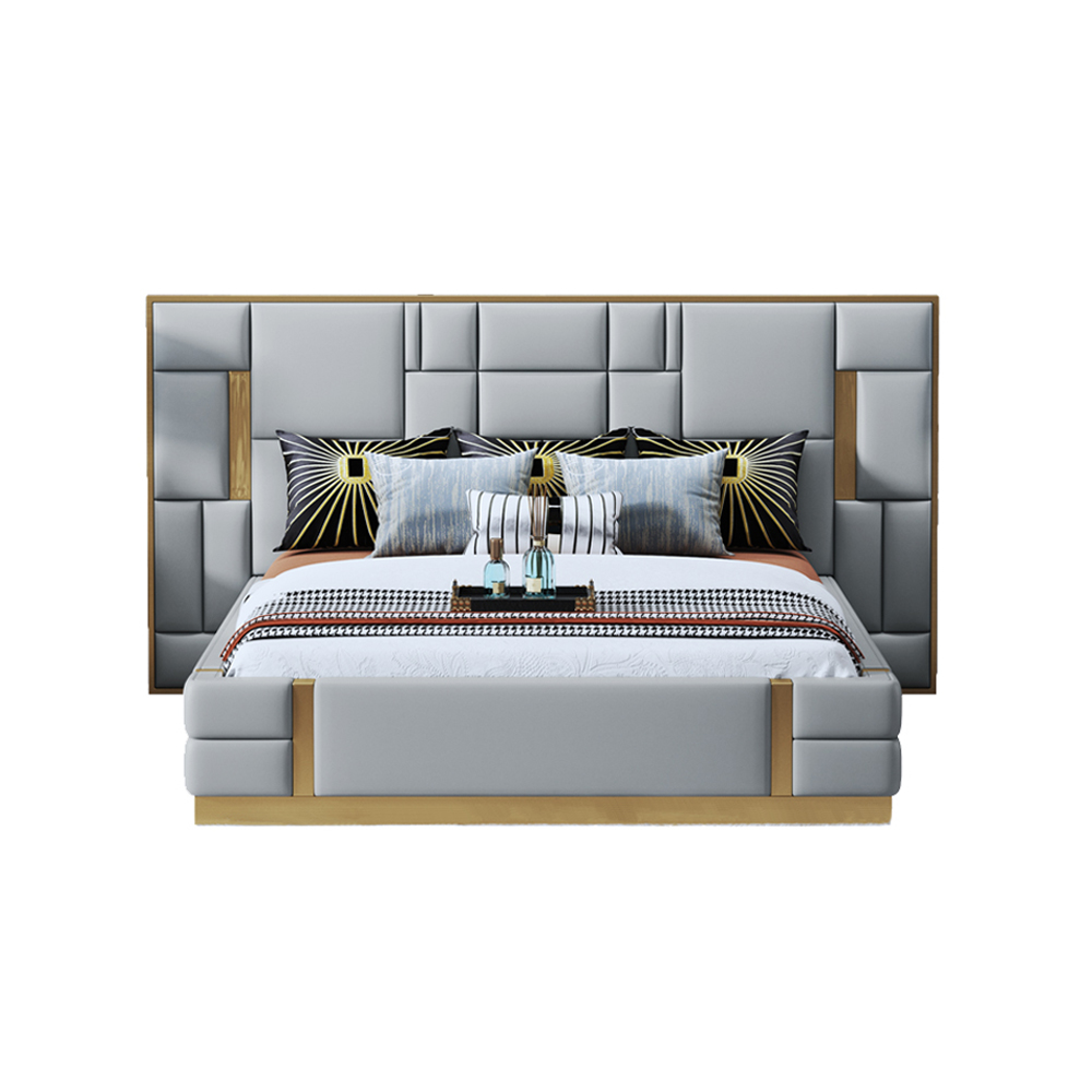 Luxury Italian European Modern Leather Double Bed 