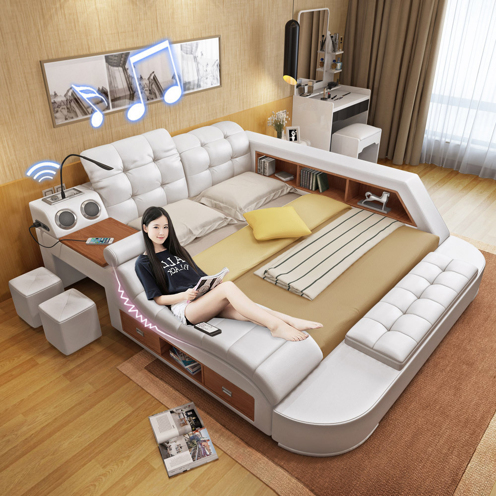 Modern Bedroom Storage Leather Bed Multifunction M