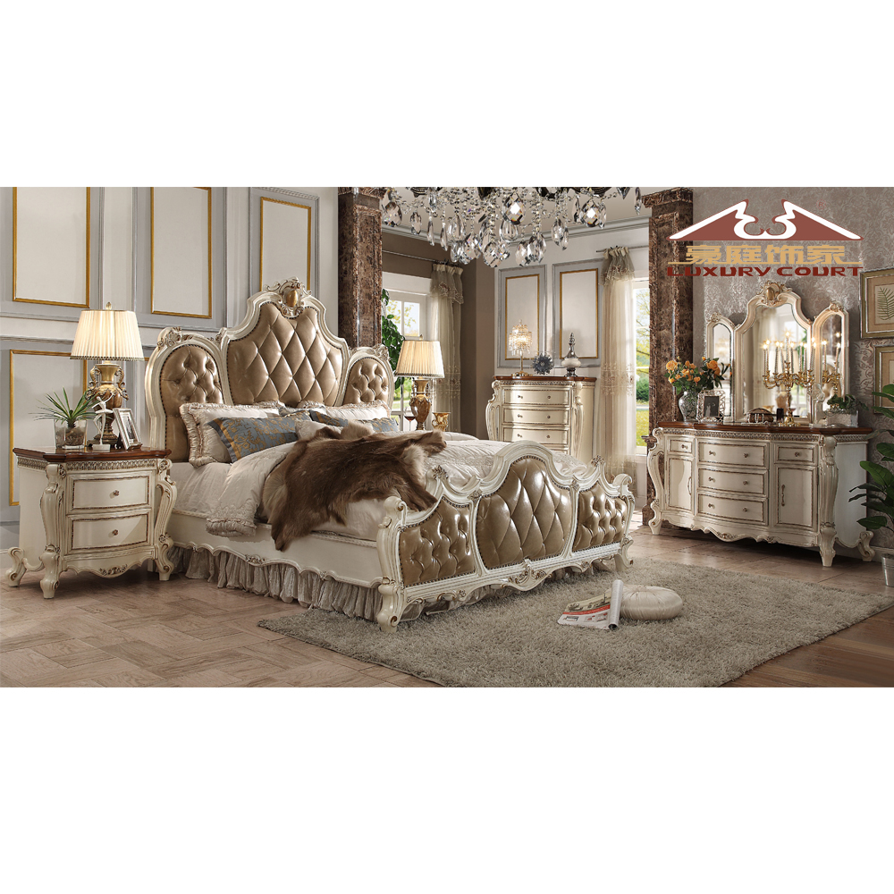 Longhao Luxury Leather Bed Modern Home/Hotel Bedroom Furniture Designs Customized Soft leather Headb