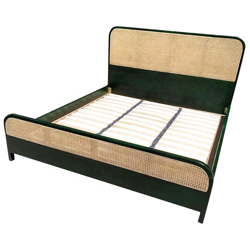 Chic Ashwood Cane Rattan King Queen Bed Frame