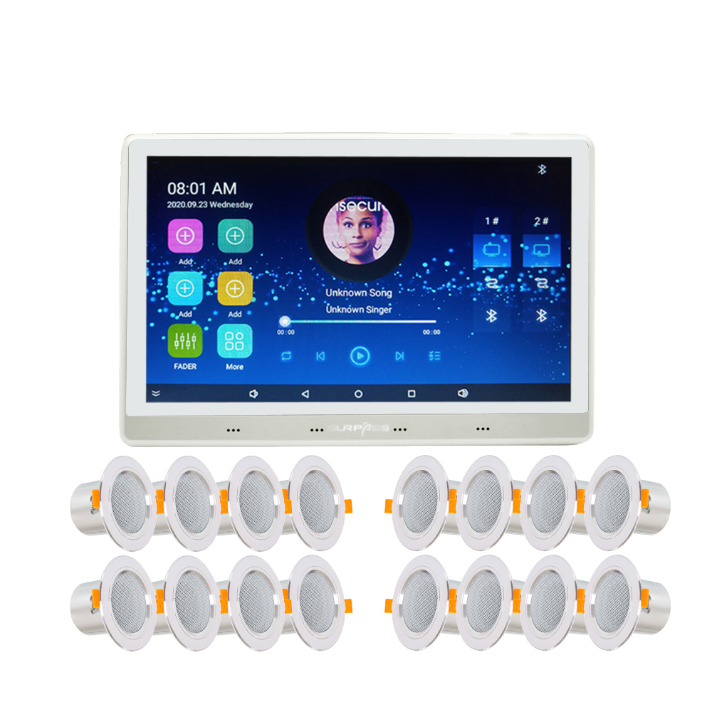 Multi Room Control Touch Screen WiFi Audio Panel In Wall Amplifier Smart Home Sound System With 16 P