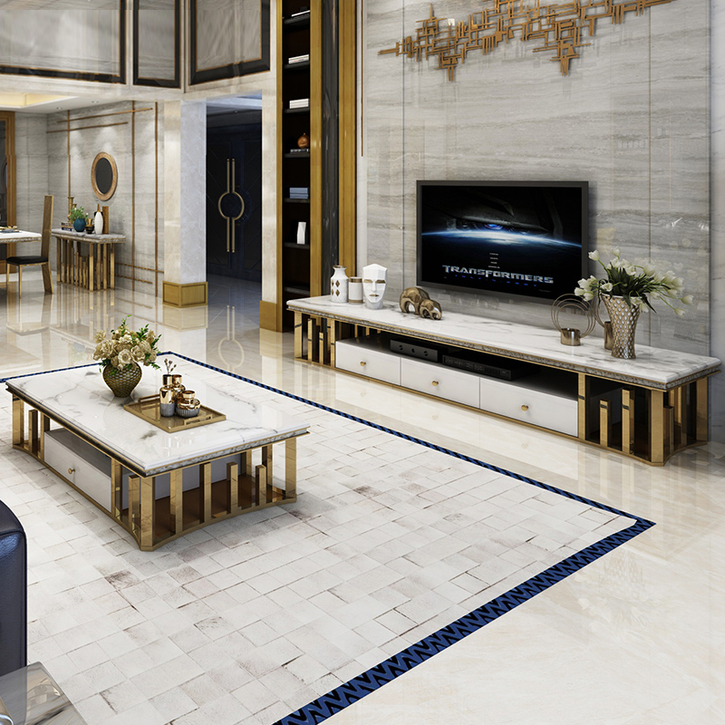 modern design gold Luxury coffee tables stainless steel coffee table set tv stand and coffee table l