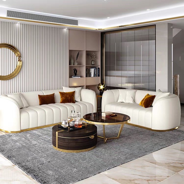 Light luxury leather  living room sofa leisure furniture sectional sofa set furniture